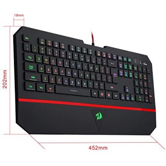Redragon Gaming Keyboard K502 Karura Keyboard RGB LED Backlit Illuminated Keyboard 104 Key Computer PC Gaming Keyboard Silent Gaming Keyboard with Wrist Rest QWERTY LAYOUT (New Improved Version)
