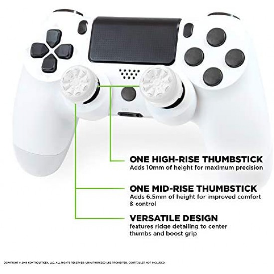KontrolFreek FPS Freek Galaxy White for Playstation 4 (PS4) and Playstation 5 (PS5) | Performance Thumbsticks | 1 High-Rise, 1 Mid-Rise | White