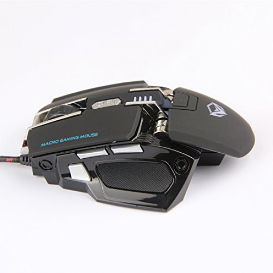 MEETiON PC Gaming Mouse 2000 DPI 7 Buttons LED USB Wired Professional Gaming Mice Support Macro Programming M975 (BLACK)