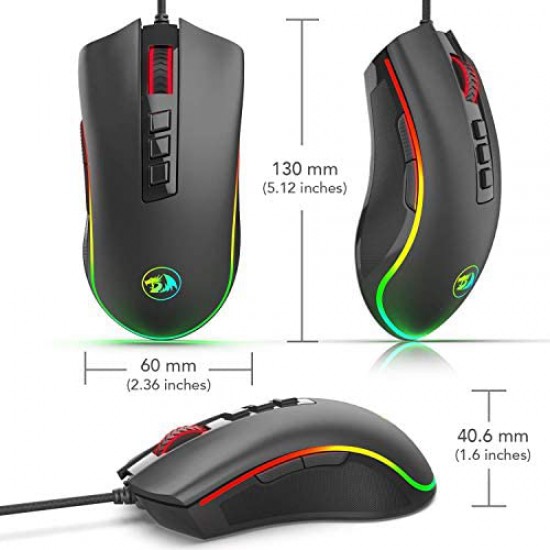 Redragon M711 COBRA Gaming Mouse with 16.8 Million Chroma RGB Color Backlit, 10,000 DPI, 7 Programmable Buttons