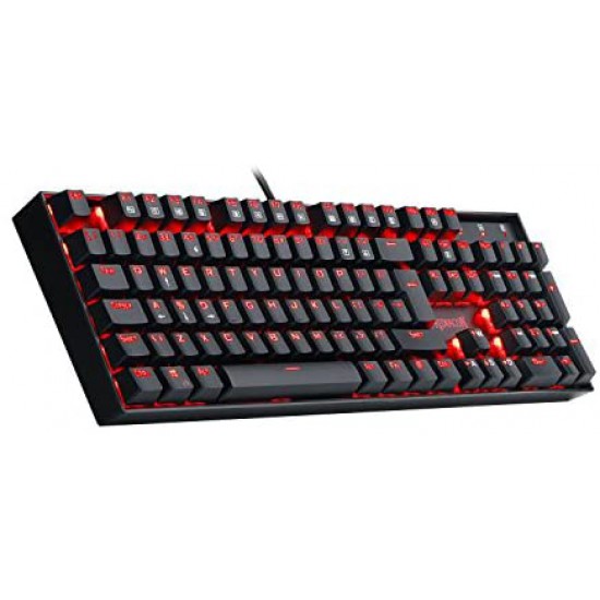 Redragon K551-UK VARA Mechanical Keyboard RED LED Backlit Gaming Keyboard 104 Key Computer Illuminated Keyboard, Blue Switches PC Gaming Keyboard ABS-Metal Design (UK-Layout)
