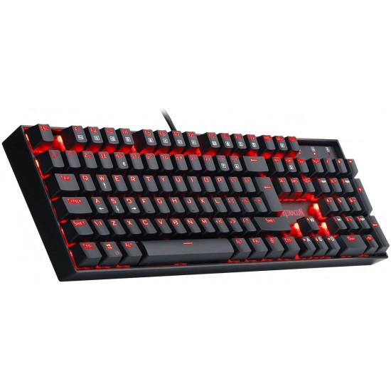 Redragon K551-UK VARA Mechanical Keyboard RED LED Backlit Gaming Keyboard 104 Key Computer Illuminated Keyboard, Blue Switches PC Gaming Keyboard ABS-Metal Design (UK-Layout)