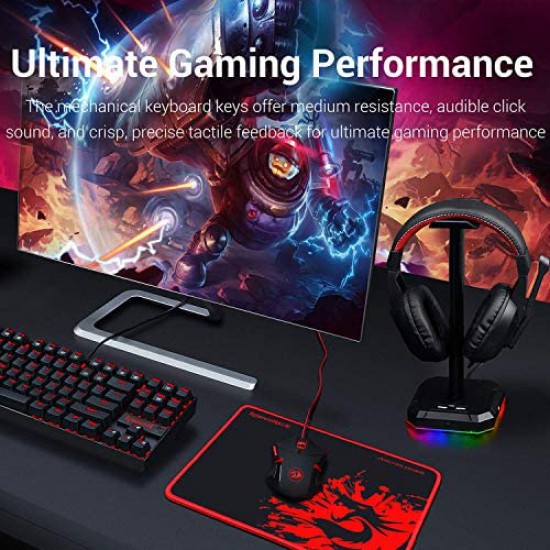 Redragon K552-BB Mechanical Gaming Keyboard and Mouse Combo & Large Mouse Pad & PC Gaming Headset with Mic ( 4 in 1 Bundle )