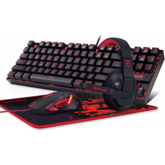 Redragon K552-BB Mechanical Gaming Keyboard and Mouse Combo & Large Mouse Pad & PC Gaming Headset with Mic ( 4 in 1 Bundle )