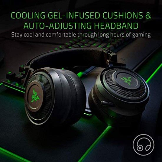 Razer Nari Ultimate Wireless 7.1 Surround Sound Gaming Headset: THX Audio & Haptic Feedback - Auto-Adjust Headband - Chroma RGB - Retractable Mic - For PC, PS4 - Classic Black