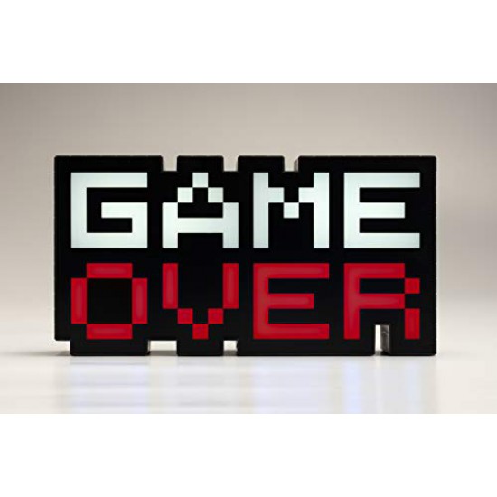 Paladone Game Over Light 8 Bit | USB LED Night Light Mood Lamp | Sound Music Reactive Colour Phasing | Ideal for Kids Bedrooms, Office Or Home Light