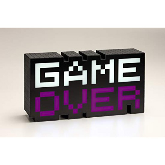 Paladone Game Over Light 8 Bit | USB LED Night Light Mood Lamp | Sound Music Reactive Colour Phasing | Ideal for Kids Bedrooms, Office Or Home Light