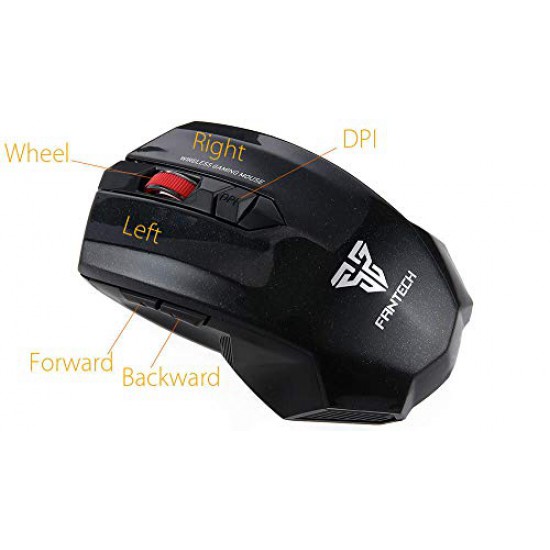 MTOFAGF Fantech WG7 6 Button 2.4GHz Wireless 2000DPI Gaming Mouse MTOFAGF Brings You The Best (Color : Black)