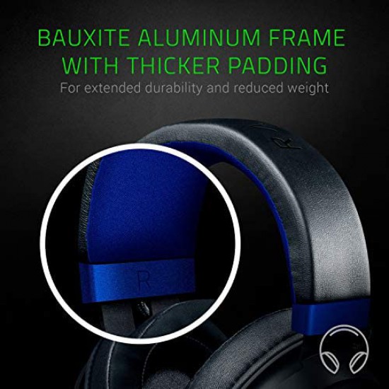 Razer Kraken for Console - Gaming Headset with Cooling Gel Filled Ear Cushions, Compatible with All Consoles Thanks to 3.5 mm Jack Plug - Black and Dark Blue