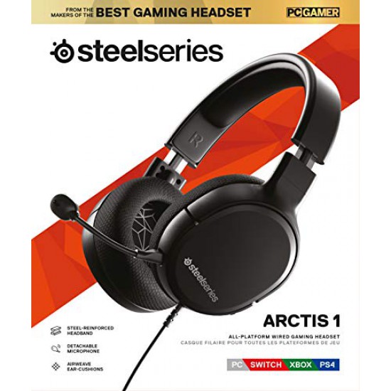 SteelSeries Arctis 1 - All-platform compatibility - for PC, PS4, Xbox, Nintendo Switch, Mobile - Detachable ClearCast Microphone