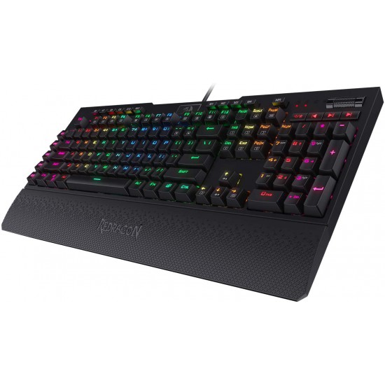 Redragon K586 Brahma RGB Mechanical Gaming Keyboard with Blue Switches, 10 Dedicated Macro Keys, Convenient Media Control, and Detachable Wrist Rest