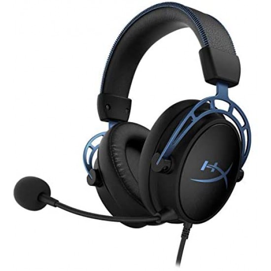 HyperX Cloud Alpha S - PC Gaming Headset, 7.1 Surround Sound, Adjustable Bass, Dual Chamber Drivers, Chat Mixer, Breathable Leatherette, Memory Foam, and Noise Cancelling Microphone - Blue