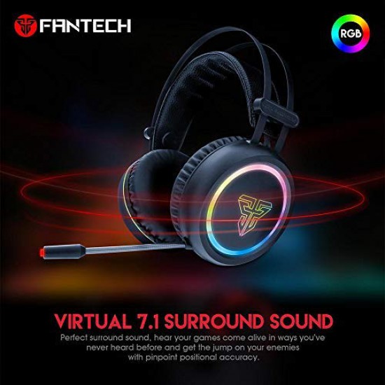 MAXPOW FANTECH HG15 Captain Virtual 7.1 Surround Sound Gaming Headset, Suspension Headband, Noice Cancelling Microphone, Comfortable Over Ear Design,Programable Software, Powered from Single USB Jack