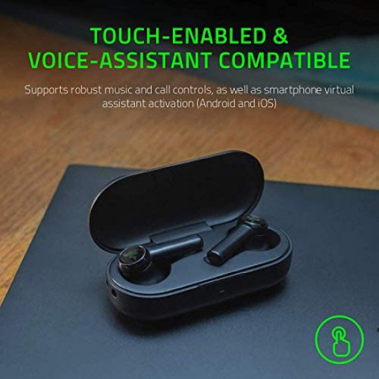 Razer Hammerhead True Wireless Bluetooth Earbuds: Low-Latency - Water Resistant - Bluetooth 5.0 Auto Pairing - Classic Black
