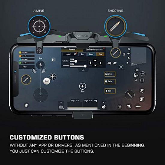 GameSir Mobile Game Controller F4 Falcon, Zero Latency Foldable Mobile Trigger, Plug and Play Gaming Trigger for Pubg, Knives Out, Rules of Survival, Call of Duty for Android and iOS Phone