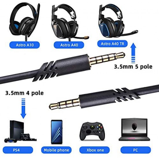  Astro A10 A40 Cord volume Cable, Headsets Cord Audio Cable for Astro A40TR/A40/A10 Gaming Headsets, Xbox one, Playstation 4 PS4 Controller, PC, Most Smartphones 