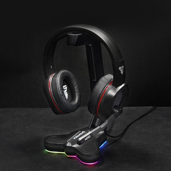 FANTECH AC3001S RGB Headphone Stand Anti-Slip and Base Is Aggravating for Multi-Function Earphone Stand(Black)