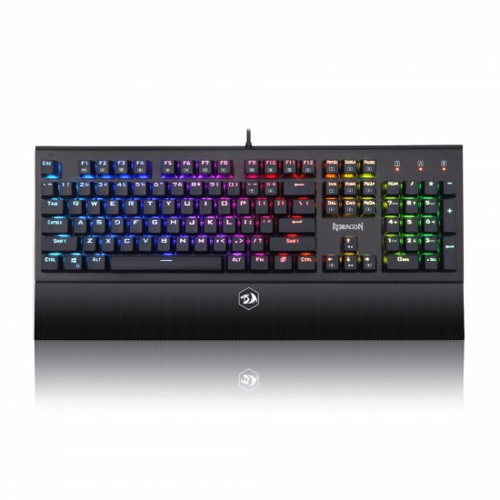 Superia New Arrival Redragon K569 RGB LED Backlit  104 keys Mechanical Keyboard with Wrist Rest Blue Switches Gaming Keyboard