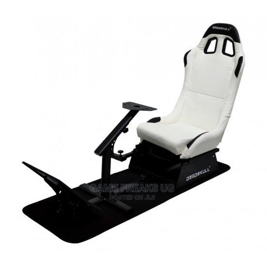 DeadSkull Racing Seat with Racing Wheel Stand (White)