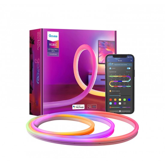 GOVEE NEON ROPE LIGHTS, 3M RGBIC NEON LED STRIP LIGHTS WITH APP CONTROL, MUSIC SYNC, 16 MILLION DIY COLOR, NEON LIGHTS WORK WITH ALEXA & GOOGLE ASSISTANT FOR LIVING ROOM, BEDROOM, WALL DECORATION