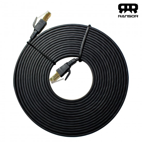 RANSOR CAT8 5m/15ft Premium Flat Ethernet Cable - Black
