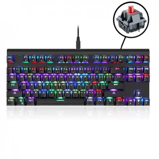 Motospeed CK101 Wired/Bluetooth Mechanical RGB Gaming Keyboard [Black] - Red Switches