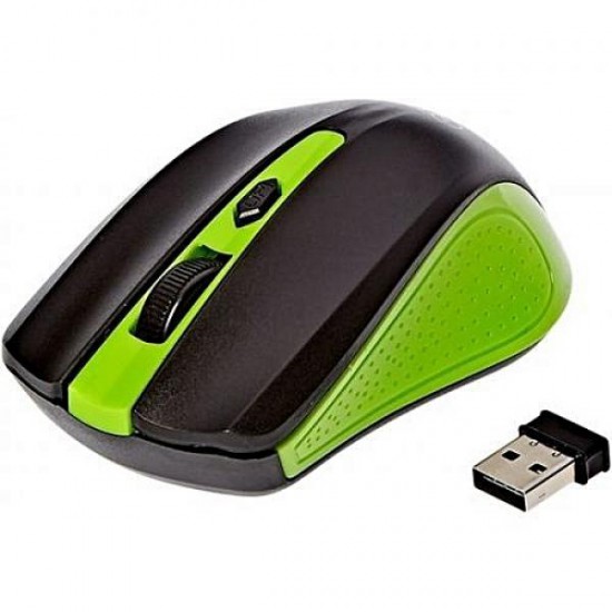 Enet 2.4G USB Wireless Optical Mouse, Green / Black
