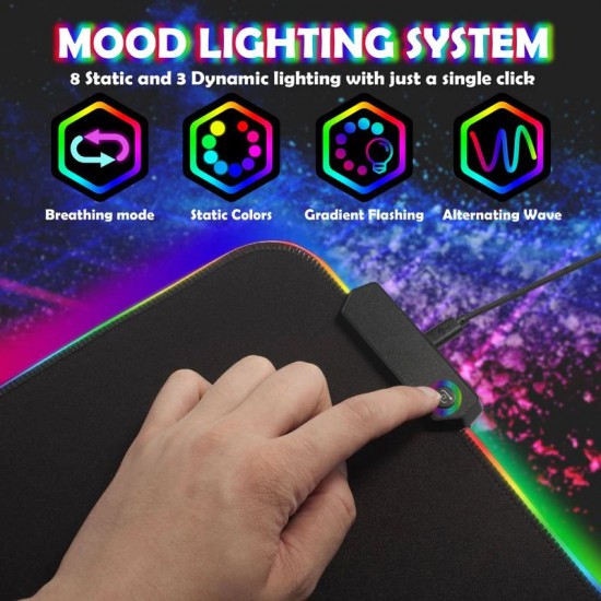 INSTEN GAMING RGB LED MOUSE PAD EXTRA LARGE EXTENDED (Black)