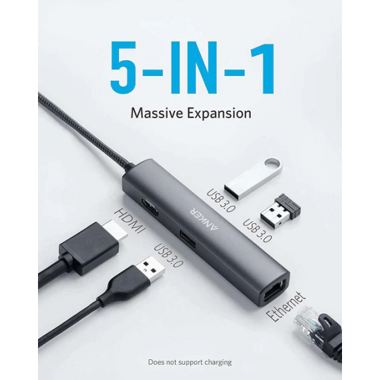 Anker PowerExpand+ USB-C Hub (5-in-1, Slim)