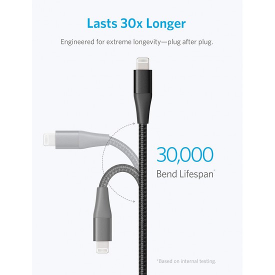 Anker PowerLine+ II USB-A To Lightning Nylon Cable 0.9m - Black