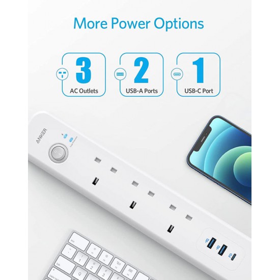 Anker PowerExtend (6-in-1) USB 3 Strip with 2m Cable