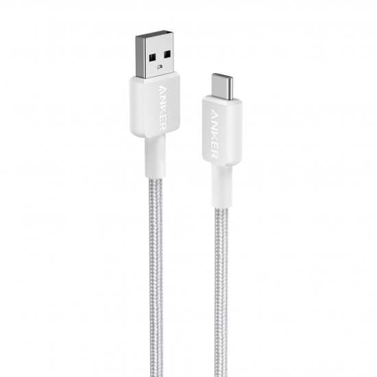 Anker 322 USB-A to USB-C Cable (0.9m/3ft Braided White, A81H5H21)