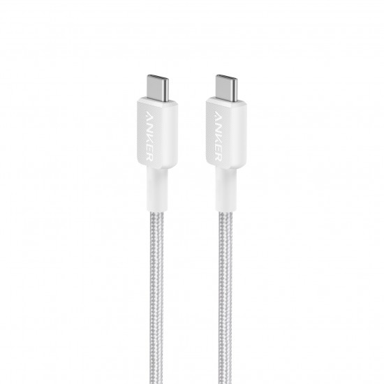 Anker 322 USB-C to USB-C Cable (1.8m/6ft Braided White, A81F6H21)
