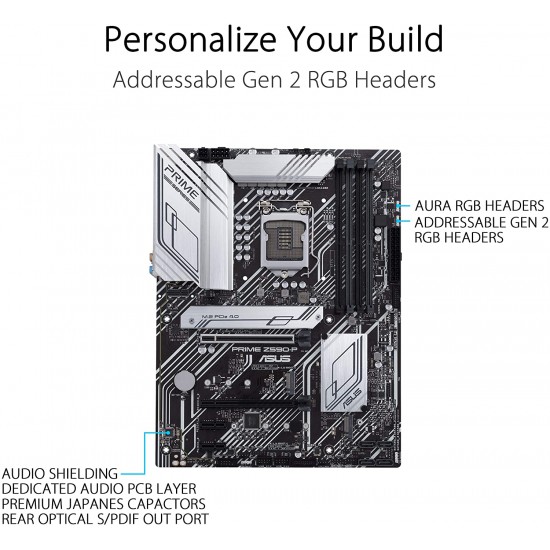 ASUS PRIME Z590-P LGA 1200 (INTEL 11TH/10TH GEN) ATX MOTHERBOARD (PCIE 4.0, 10+1 POWER STAGES, 3X M.2, 2.5GB LAN, FRONT PANEL USB 3.2 GEN 2 USB TYPE-C, THUNDERBOLT 4 SUPPORT)