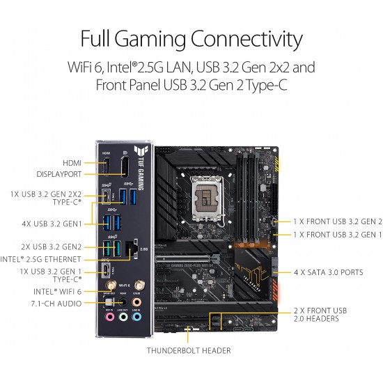 ASUS TUF GAMING Z690-PLUS WIFI D4 LGA1700(INTEL 12TH GEN) ATX GAMING MOTHERBOARD(PCIE 5.0, DDR4,4XM.2/NVME SSD,14+2 POWER STAGES,WIFI 6,2.5GB LAN,FRONT USB 3.2 GEN 2 TYPE-C,THUNDERBOLT 4,ARGB HEADERS)