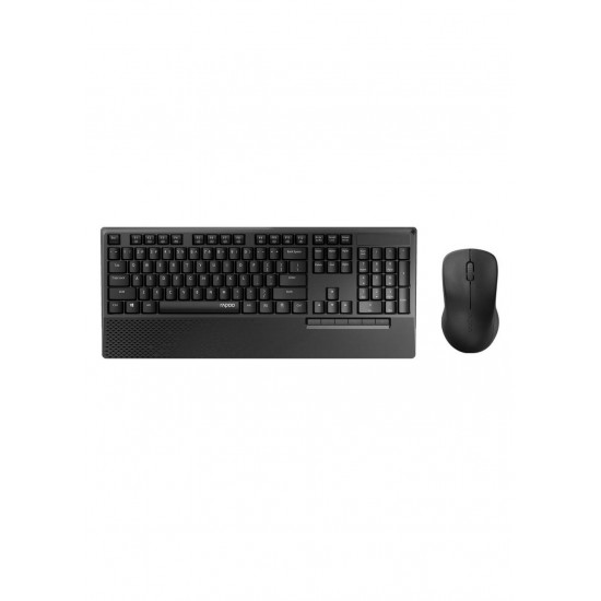 Rapoo X1960, Wireless PC Keyboard & Mouse Combo Kit Arabic, Black