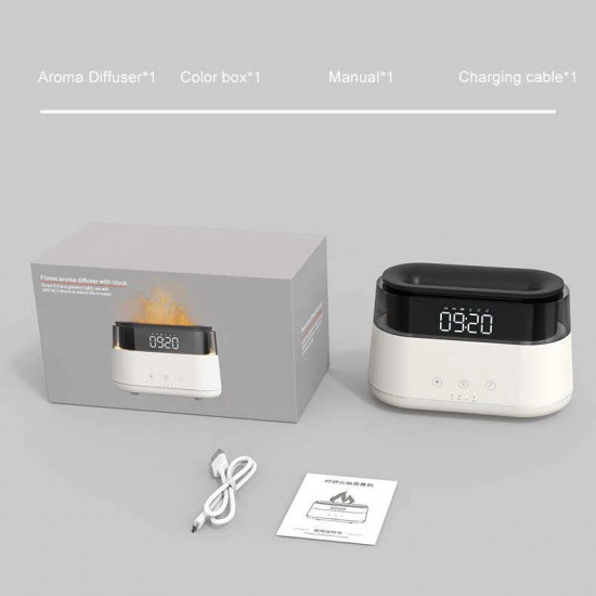 Flame aroma diffuser with clock