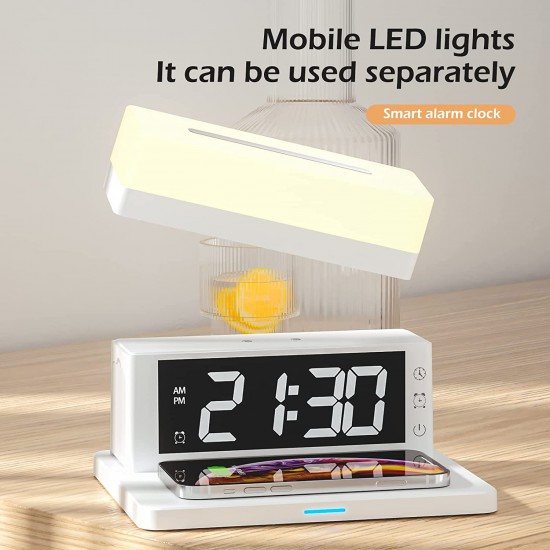Night Light Clock with Wireless Charger 15W 3-in-1 - White