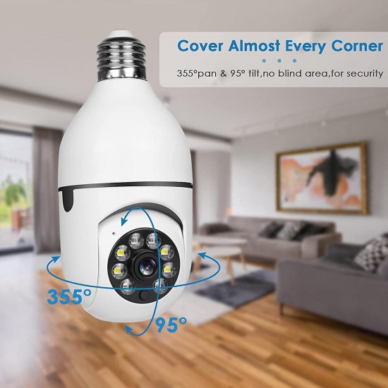 Wifi Home Bulb Camera 360 Degree Panoramic View Lens 1080p  Night Vision