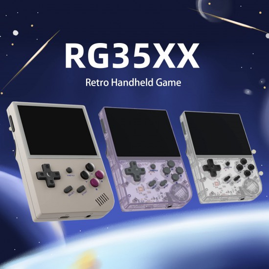 Anbernic RG35XX Retro Handheld Game Console 3.5-inch IPS 640*480 Screen Linux System with a 64G Card Pre-Loaded 5000+ Games Supports HDMI and TV Output - Transparent Purple
