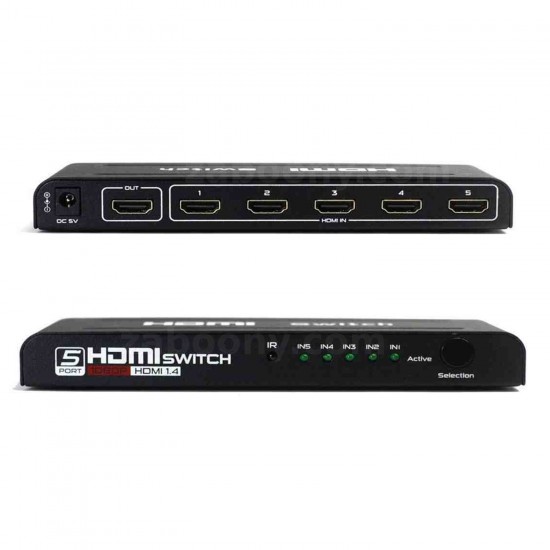 5 in 1 HDMI Switch 5 Port HDMI With Remote