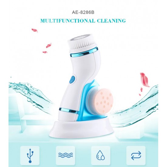 Cnaier 4-in-1 Electric Facial Cleansing Brush (AE-8286B, Orange)