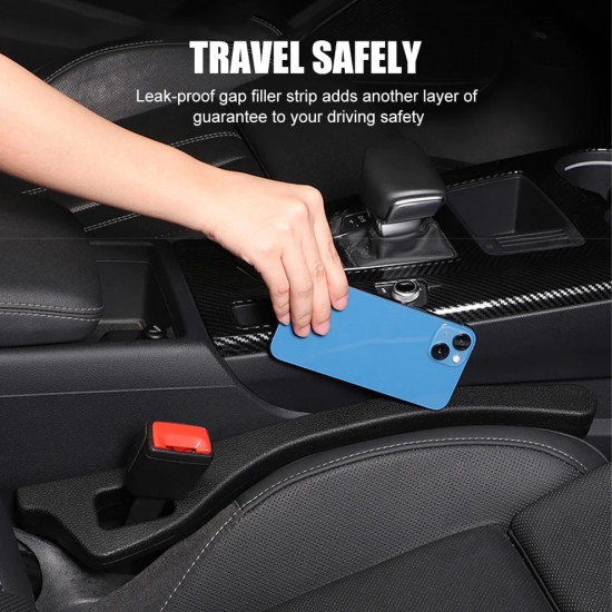 Car Seat Gap Filler Universal Soft Leakproof Leather Padding (2 Pec, Black)