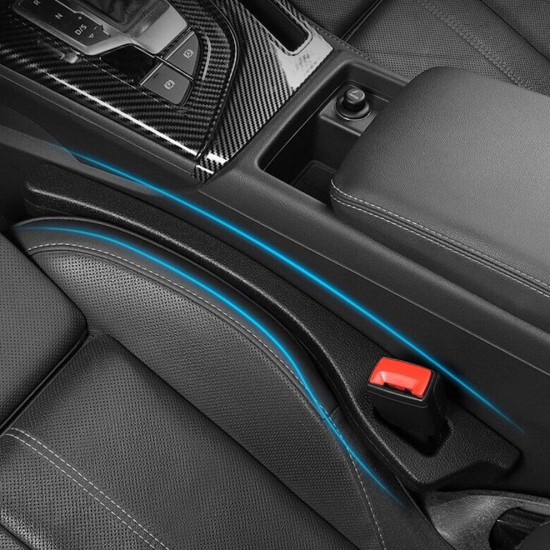 Car Seat Gap Filler Universal Soft Leakproof Leather Padding (2 Pec, Black)