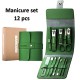 Professional Stainless Steel Pedicure Sets with Leather Portable Case (Dark Green)