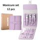 Professional Stainless Steel Pedicure Sets with Leather Portable Case (Purple)