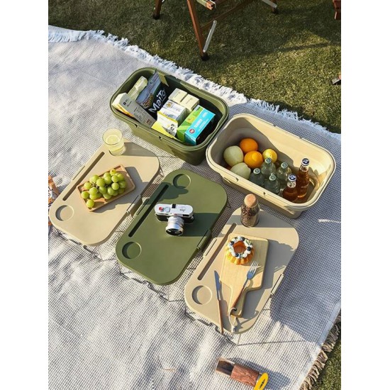 Multifunction Outdoor Mini Picnic Table (16 Liter, Beige)