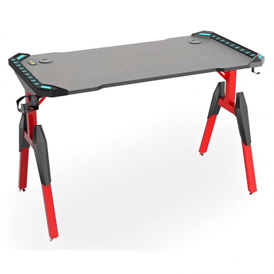T1-140 Gaming Desk with Wireless Charging and USB Hub (Red)