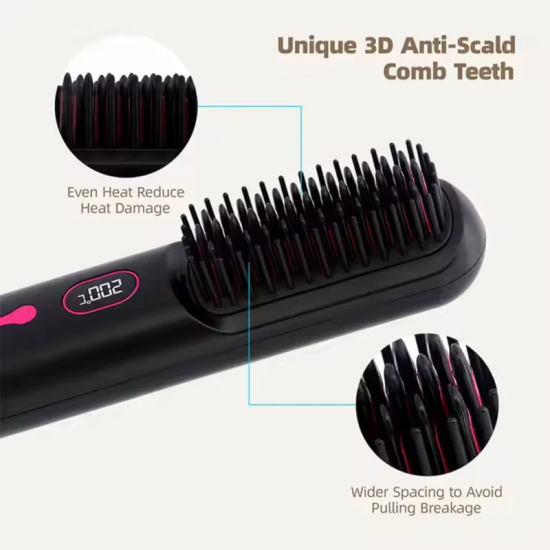 Rechargeable Wireless Electric Hair Straightener Comb