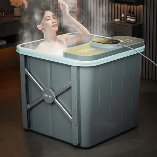Volcano Bath Tube Automatic Heating Steam Bath Bucket For Adults (Green)